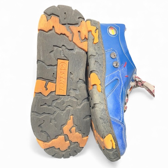 TMA EYES CHSHOER WOMENS US 11 BLUE LACE-UP LEATHER SNEAKERS UNIQUE FUN SHOES - Picture 3 of 10